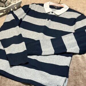 Michael Kors Men's Long Sleeve Striped Polo Shirt- X-Large
